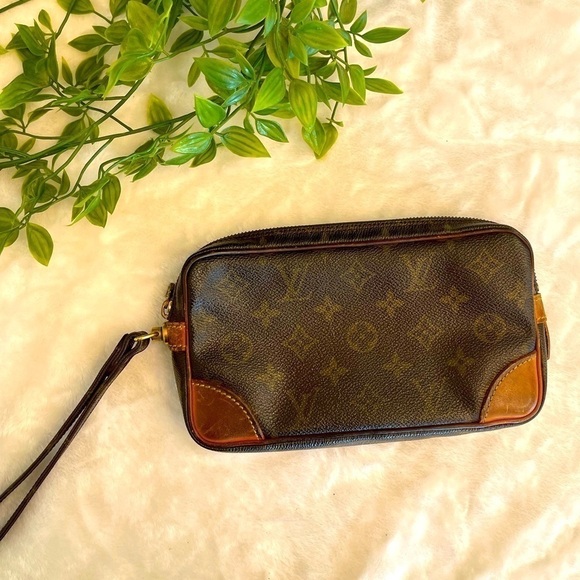LV‎ LOUIS VUITTON Marly Dragonne PM Monogram Clutch Zipper Vintage Wristlet Bag - Picture 1 of 11